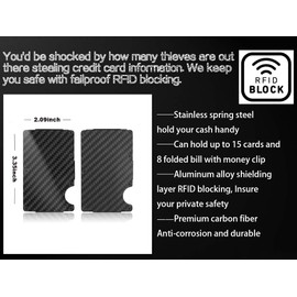 R R.EAGLE Carbon Fiber Wallet with Money Clip - RFID Blocking Front Pocket Wallet - Slim Credit Card Holder - Premium Minimalist Wallets for Men