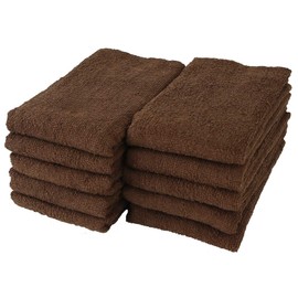 GamachaTowel Face Towels, 22 Colors, Set of 10 Cacao, Kitchen and Bathroom, Easy to Use, Thin Towel, 100% Cotton, Skin-friendly, Absorbent, Quick Drying, Regular Size