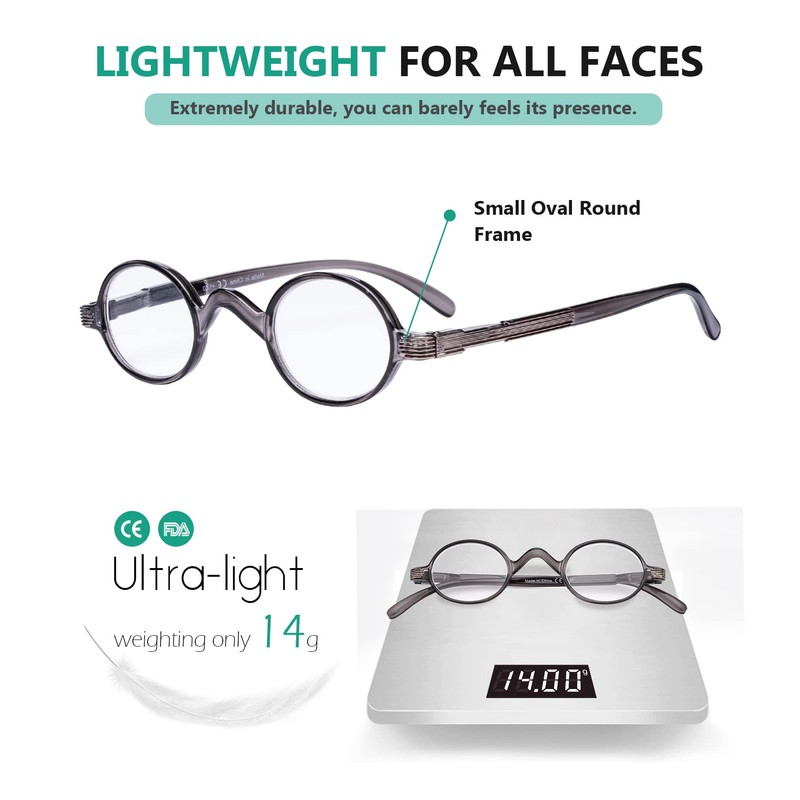 Eyekepper - Gafas de lectura pequeñas ovaladas redondas para hombre