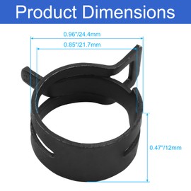 Rierdge 20 Pcs 0.86 Inch ID Spring Band Type Clamps, 22mm Fuel Hose Clamps Fasteners, Black Spring Hose Clip for Fuel Hose Line Water Pipe Air Tube Hose