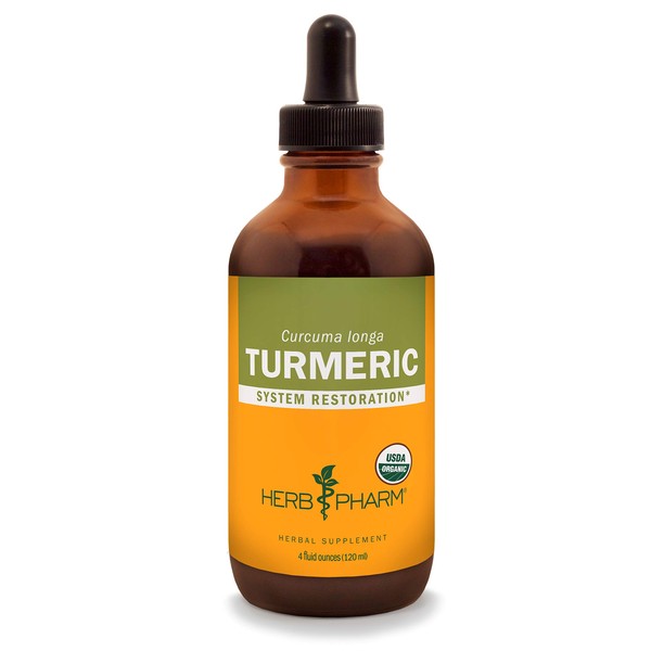 Herb Pharm Certified Organic Turmeric Root Liquid Extract for Musculoskeletal System Support - 4 oz