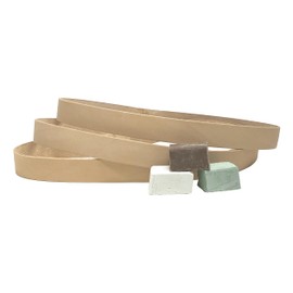 3 Pack of 1 x 30" Leather Stropping Belts - Green, White, and Brown Compounds Included