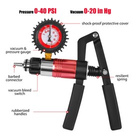 Hand Held Vacuum Pump Tester Brake Bleeder Kit, Brake Bleeder Vacuum Pump Kit with Pressure Gauge and Adapters Set for Bleeding Clutch Fluid Extractor Oil Change Car Truck Motorcycle