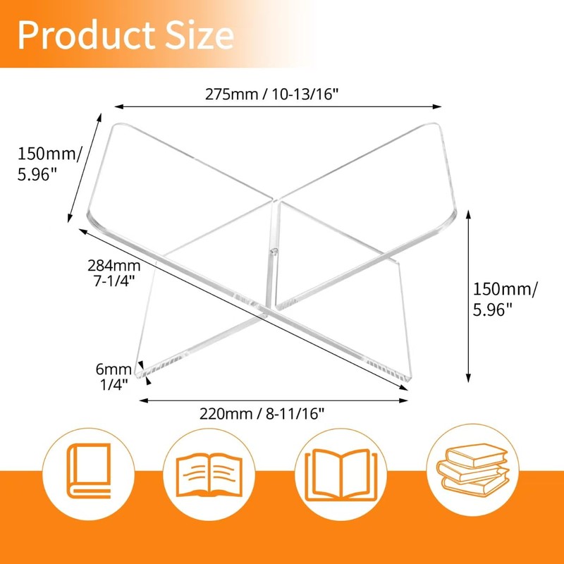 Acrylic Book Holder, Clear Book Display Stand, Large Open Reading