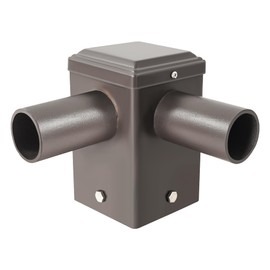 Tenon Adapter for 4-Inch Square Poles with Dual 90° Horizontal Tenons – Ideal for Mounting Two Slip Fitter LED Shoebox Lights, Bronze