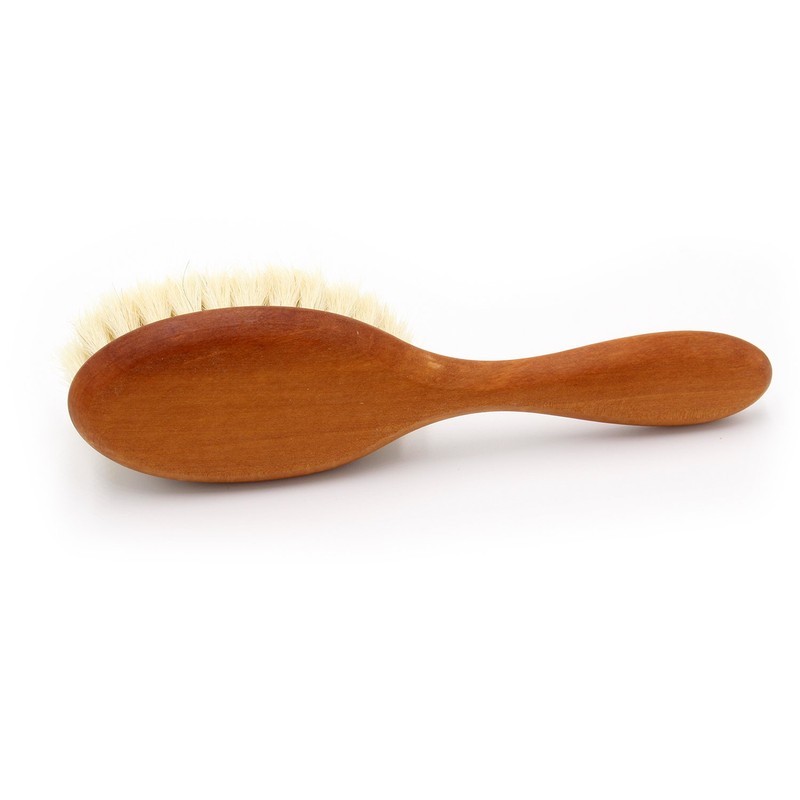 Baby Hair Brush Pear Wood Oiled 150mm Pure Soft Goat