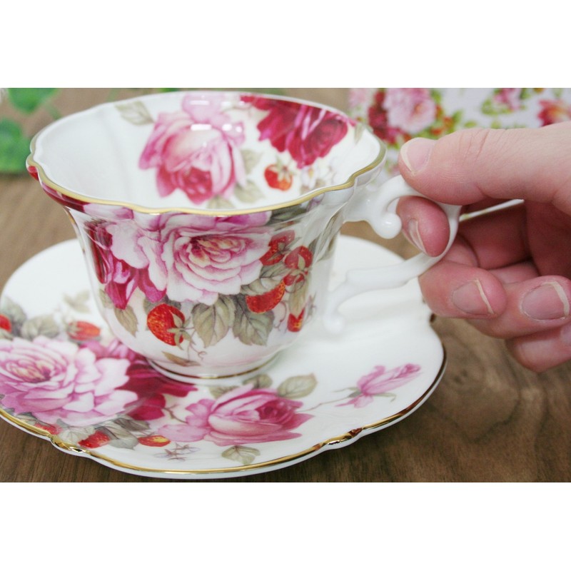 Royal Arden 37101 Bone China Cup & Saucer, Rose Pattern,