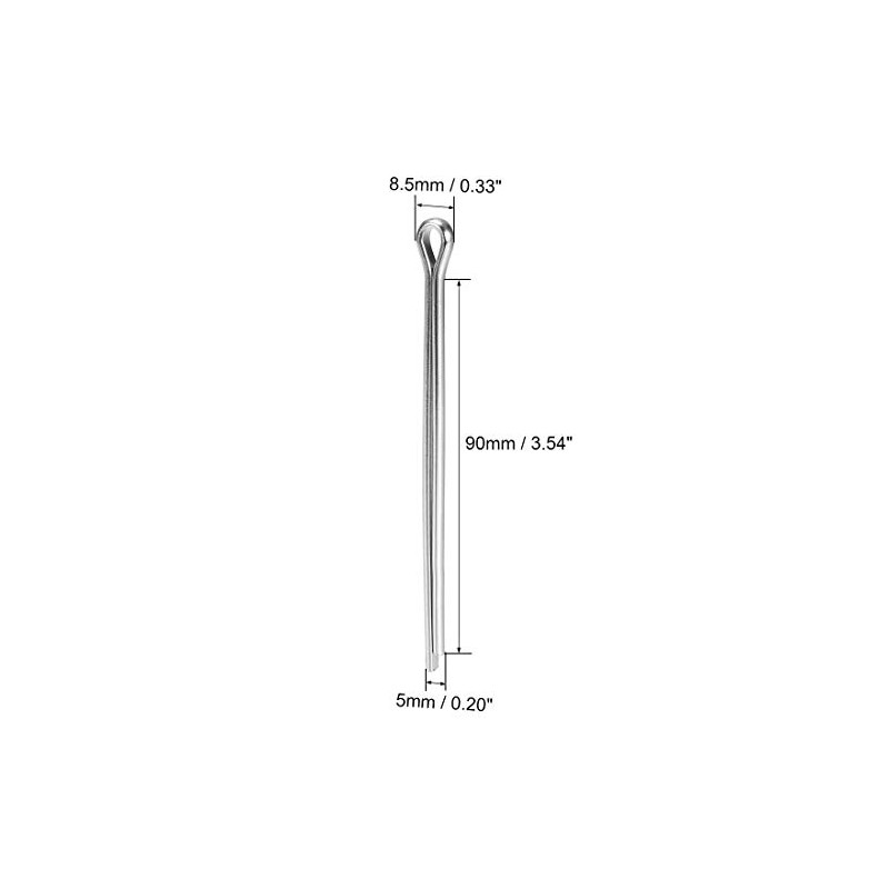 sourcing map Split Cotter Pin - 5mm x 90mm 304
