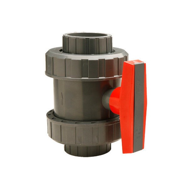 RED FLAG PRODUCTS 2-1/2" GRAY PVC TRUE UNION BALL VALVE