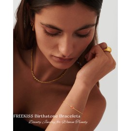 Freekiss Birthstone Bracelets for women: Dainty Bracelet for Women Trendy Simple Birthstone Charm Chain bracelet for Women Jewelry