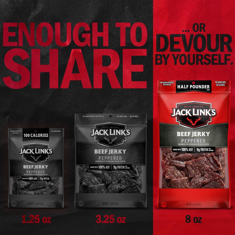 Jack Link's Beef Jerky, Peppered, Half Pounder Large Jerky Bag