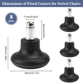 AFASOES Pack of 5 Floor Glides 2 Inch with Felt Pads Foot Glides Round Foot Glides Replacement Glides Office Chair Glides Swivel Chair Without Wheels Plastic Bell Glides Replacement for Rotating