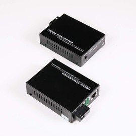One Pair of SC Single Mode Gigabit Ethernet Media Converters 10/100/1000Mbps Bi-Directional Single-Mode SC Fiber Ethernet Converter with up to 20km RJ-45 Port 10/100Base-TX to 100Base-FX 1310nm