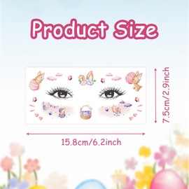 12 Sheets Easter Face Temporary Tattoos Glitter Rabbit Egg Bunny Temporary Tattoo Stickers for Women Girls Children in Party Favors Supplies Easter Day Decorations Accessories