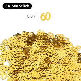 GoldRock Confetti 60th Birthday Decoration Gold, Pack of 500 Table Decoration 60th Birthday Man Woman Confetti Decoration 60th Birthday Woman Man Decoration Table Confetti Cannon Confetti Decoration