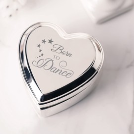 Cherished Moments Heart Jewelry Keepsake Box with BORN TO DANCE Engraved for Girls Dance Recital Gift for Kids, Teens, or Dance Teacher Gift, Silver Toned
