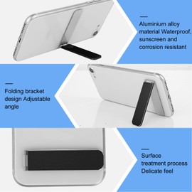 BOHUIZ Ultra-Thin Cell Phone Kickstand, Portable Foldable Vertical and Horizontal Alloy Phone Holder Stand Adjustable Angle Mini Phones Stand for Mobile Phones Tablet Universal Model (Black)
