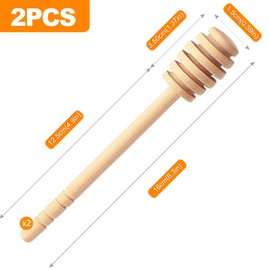 OioTuyi Pack of 2 Honey Spoons Made of Olive Wood and Wood, Mini Honey Server with Honey Spiral, Dispenser for Honey & Syrup, 16 cm Stirrers
