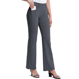 M MOTEEPI Women 31" High Waisted Bootcut Dress Pants for Women Stretchy Grey Work Pants with 4 Pockets for Business Casual X-Large