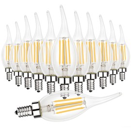 Energetic LED Candelabra Light Bulb 60W Equivalent E12 LED Bulb Dimmable 2700K Soft White, CRI 90+, Chandelier Light Bulbs, 5W 500LM Flame Tip CA11 Candle Light Bulbs, UL Listed - Pack of 12