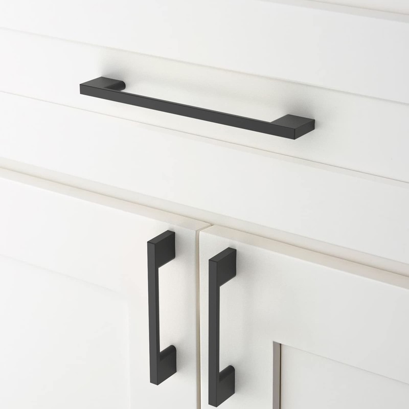 Amerdeco 10 Pack Matte Black Cabinet Pulls 6.3 Inch(160MM) Hole