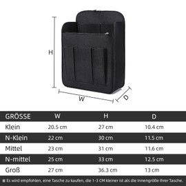 SHINGONE Felt Bag Organiser Backpack for Women, Backpack Organiser with Key Ring, Bags Organiser, Backpack Organiser, Handbags, Black - M