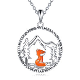 Fox Necklace 925 Sterling Silver Fox Pendant Jewelry for Women Fox Lovers