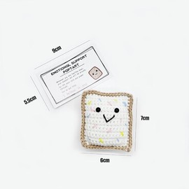 Doraler Good Luck Gifts,Motivational Gifts, Positive Crochet Plants Emotional Support Plushies,Pocket Hug Wool Gifts for Colleagues Student Women Men Exam Birthday Thanksgiving (white smile toast)