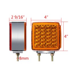 Pair Square 4" Dual Face Pedestal Fender Turn Signal Light Running Stop Brake Corner Lamp Compatible with Heavy-duty Truck Trailer RV DC 12V