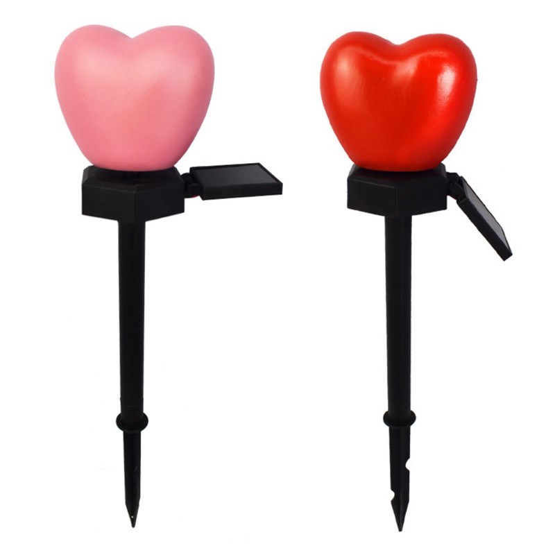 Outdoor Solar Garden Stake Lights Waterproof Solar Red Heart Shaped