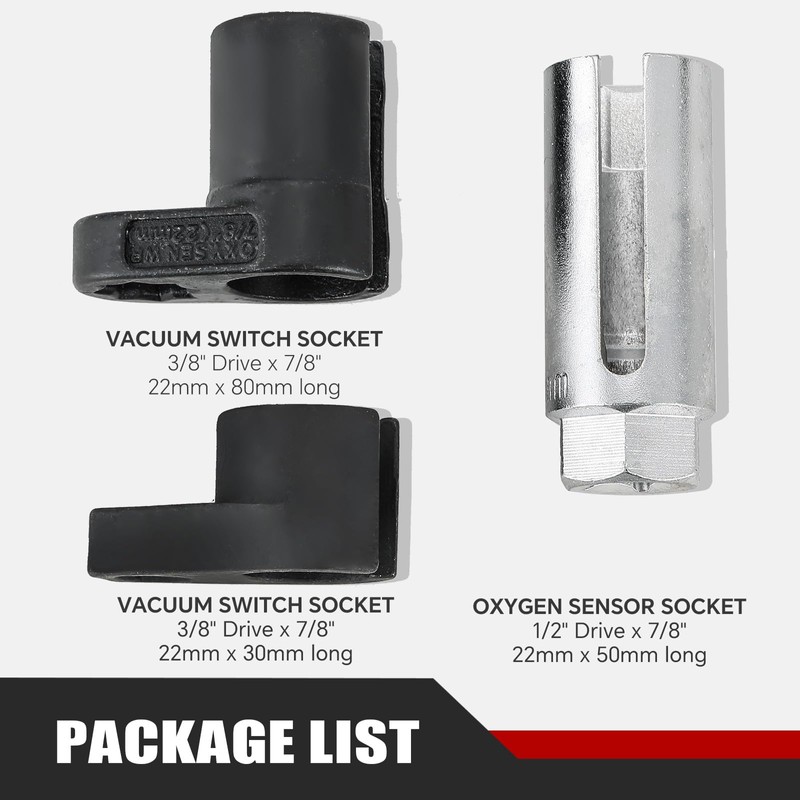 ATPEAM Oxygen Sensor Socket Set (3 Piece), Extra Durable Chrome