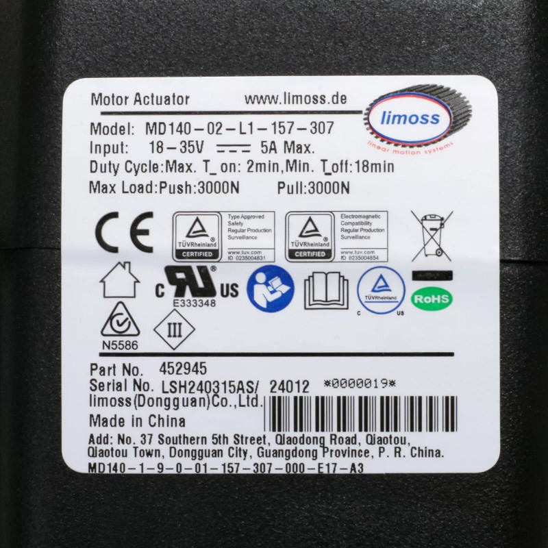 limoss Lift Chair Linear Actuator Part No Limoss 452945 Motor