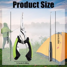 ZKFSIE 4-Piece Fishing Pliers Set, Stainless Steel Fishing Multi Tool with Hook Remover and Scissors, Includes Nylon Bag and Lanyard for Sea Fishing, Fly Fishing and Ice Fishing