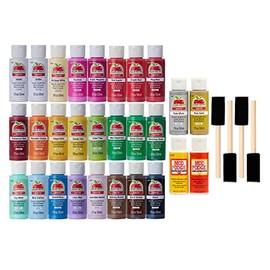 Apple Barrel, PROMOABMP22 - Juego de pintura acrílica navideña, 32 piezas, 26 pinturas de Apple Barrel y 2 selladores acrílicos Mod Podge y 4 pinceles
