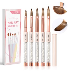 AIRSEE 5PCS Acrylic Nail Brush Set - Size 6/8/10/12/14 Acrylic Nail Brushes for Acrylic Application, Acrylic Powder Brushes for Acrylic Nails Tool Set, Nail Extension & 3D Carving