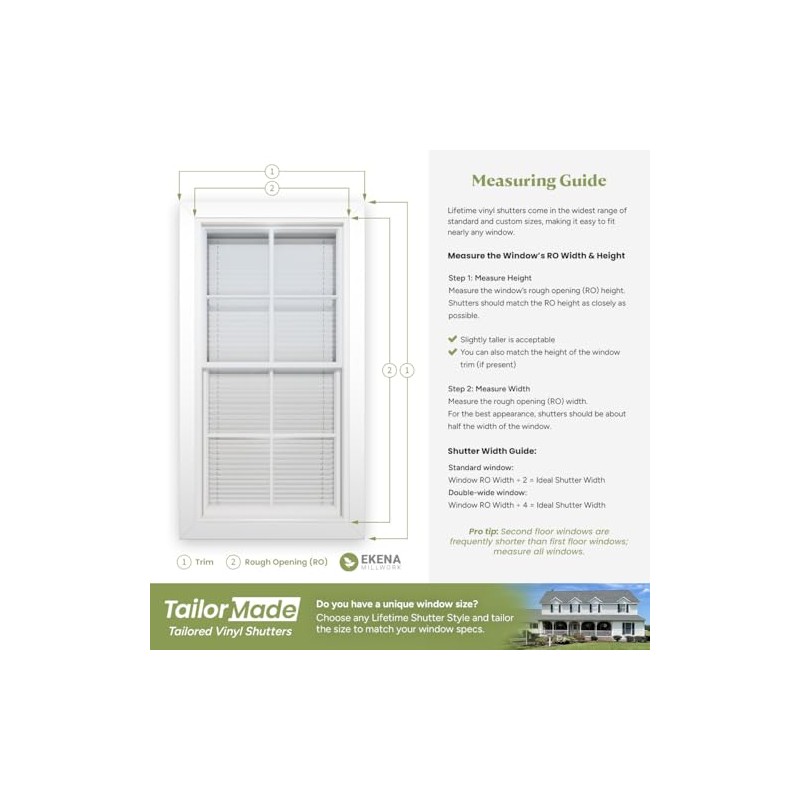 Ekena Millwork Lifetime Vinyl LP2S14X04300BL Standard Two Equal Panel Vinyls,