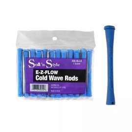SOFT 'N STYLE ST-356-BLLO BEAUTY SALON EZ COLD WAVE HAIR PERM RODS - 1 DOZEN BLUE LONG