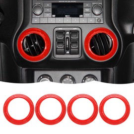 RT-TCZ Center Console Air Conditioner Vent Trim Cover Interior Accessories for Jeep Wrangler JK JKU 2007-2010,Red