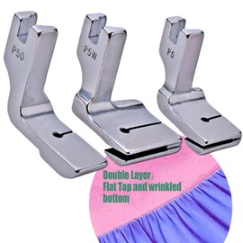 3PCS Piping Sewing Machine Presser Foot, 2024 Latest Common Ruffler Foot Double Gathering Pleated Shirring Presser Foot Sewing Machine Feet Industrial P5 P50 P5W Fits for Most of Sewing Machine
