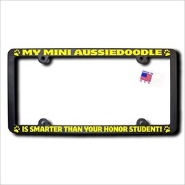 James E. Reid Design My Mini AUSSIEDOODLE is Smarter Frame w/Reflective Yellow Text