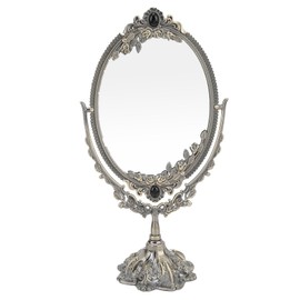 MakeUp Mirror EuropeanStyle Metal Retro DoubleSided Mirror for Bathroom Bedroom Dressing(Bronze Small )