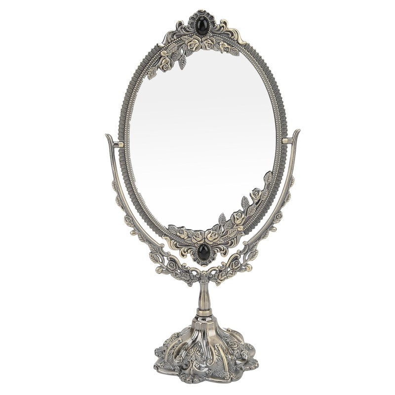 MakeUp Mirror EuropeanStyle Metal Retro DoubleSided Mirror for Bathroom Bedroom