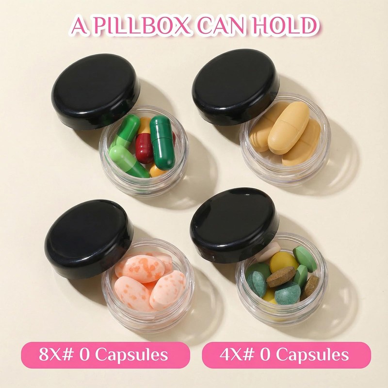 Small Pill Organizer Box, 8 Pcs Travel Pill Case Holder