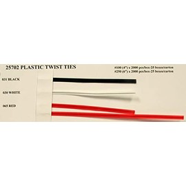 Reliant Ribbon Home Decor Trimmings 25702-030-25U Twist Ties - Plastic Rd, White, 6 Inch, 2000 Pieces