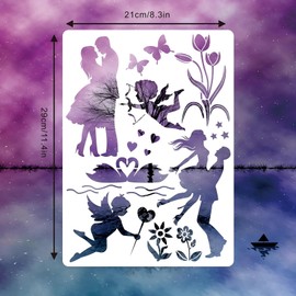 Pack of 12 Painting Silhouette Stencil Drawing Template Quick Drawing Stencil Art Templates DIY Drawing Template Graffiti Stencil for Adults and Children (29 x 21 cm)
