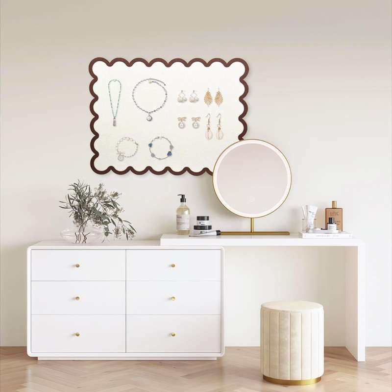 Aitakatta Scalloped Felt Bulletin Board, Self-Adhesive Cork Board Alternative, 31x24