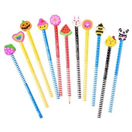 50 Pcs Assorted Colorful Cartoon Animal Pencils Wooden Pencils with Eraser Novelty Dot&Stripe Pencils with Animals Eraser Animal Pencils Bulk Kid Pencils for Teachers Children Classrooms Party Gifts