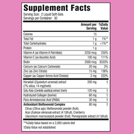 Applied Nutrition Longer Stronger Hair & Nails - 60 Liquid Soft-Gels, Pack of 2 - Biotin, Silica & Collagen - 60 Servings