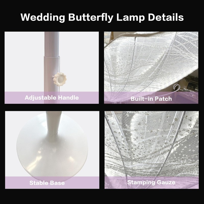 Wedding Butterfly Floor Lamp-Creative Butterfly Ceiling Lights Decoration, 23.6Inch Adjustable