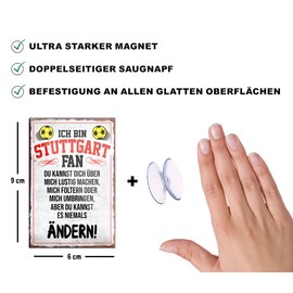 schilderkreis24 – Football Magnet "Stuttgart Fan" Decorative Fridge Magnet Item Sport Club Gift Idea Club Christmas Football Fan Lovers Enthusiasts 9 x 6 cm